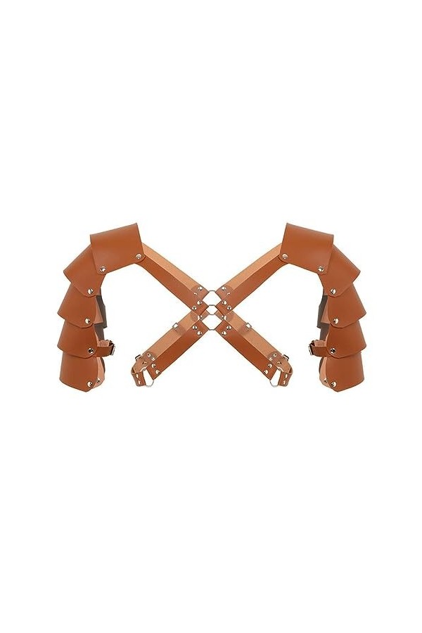 VOIV Hommes Cuir Corps Poitrine Armure Costume Sexy Harnais Muscle Haut Court réglable Poitrine restrictions réservoir Gothiq