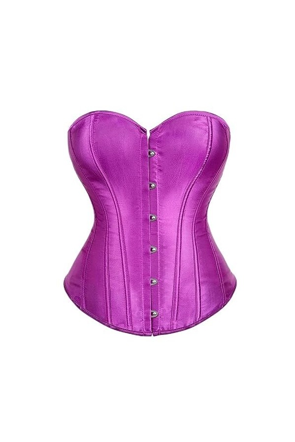 WEITING Plus Size Satin Dance Overbust Corselet Body Shaperwear Femmes Sexy Corsets Et Bustiers-Violet,XL