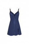 Women Sling Lace Sleepwear Female New Sexy V Neck Nightdress Ladies Sexy Nightdress Sleepwear-Blue,L