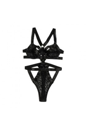 PONNYC Erotic Bodysuit Leopard Jacquard Dentelle Mesh Transparent Lingerie Sexy&nbsp;Female Underwear Nightclub Women’s Underwear