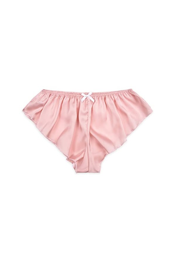 Satini Satin Taille Basse Élévation Culotte à Cannelures à la Française efféminé Slips Culottes sous-vêtements Rose Clair - 