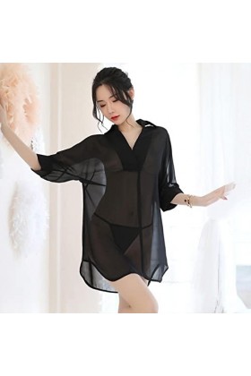 IEKEI Lingerie sexy pour femme tentation sexe vêtements nuisette mignonne princesse mousseline perspective pyjama solide sexy