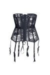 CHOUBAGUAI Corset pour femme en acier avec baleines en dentelle noire améliorée, bustier épais, lingerie sexy, corsage surpoi