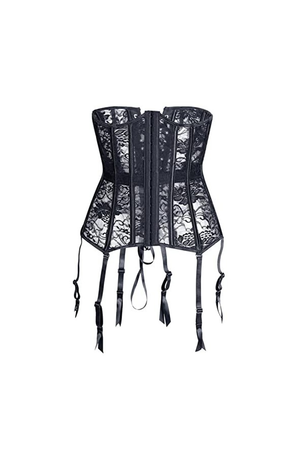 CHOUBAGUAI Corset pour femme en acier avec baleines en dentelle noire améliorée, bustier épais, lingerie sexy, corsage surpoi