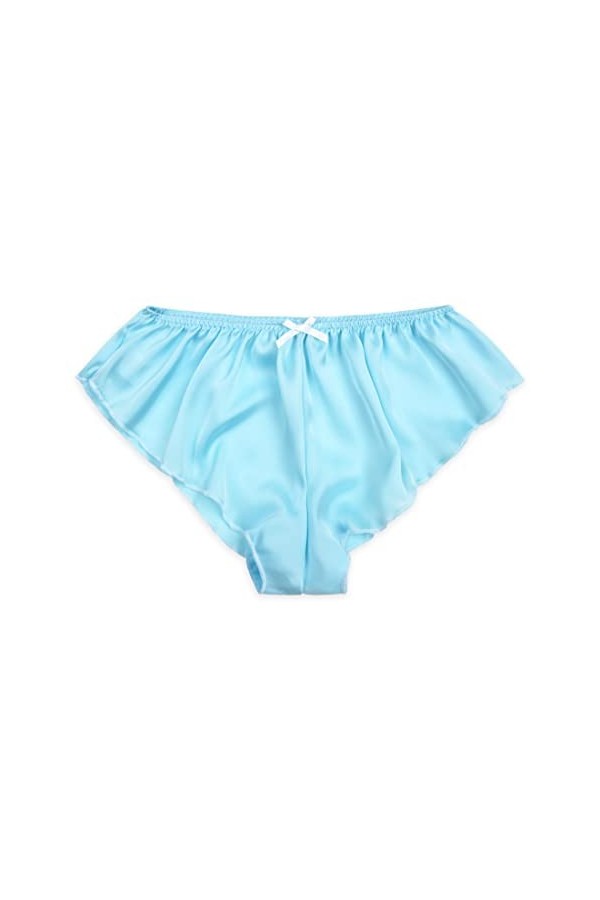 Satini Satin Taille Basse Élévation Culotte à Cannelures à la Française efféminé Slips Culottes sous-vêtements Rose Clair - 