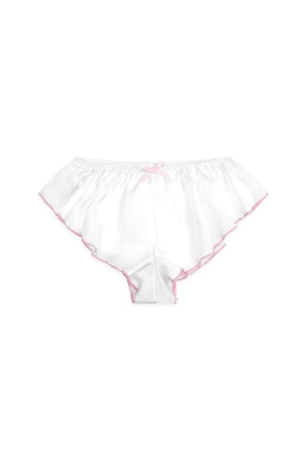 Satini Satin Taille Basse Élévation Culotte à Cannelures à la Française efféminé Slips Culottes sous-vêtements Rose Clair - 