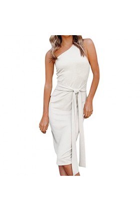 Solide Sexy Off épaule Lace Up A Line Robe sans Manches avec Ceinture Robe Sexy Femmes Plus Robes Maxi