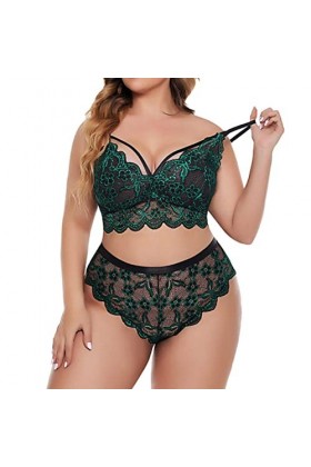 WSZJLN Lingerie sexy pour femme grande taille 4XL dentelle broderie soutien-gorge push-up et culotte ensemble de sous-vêtemen