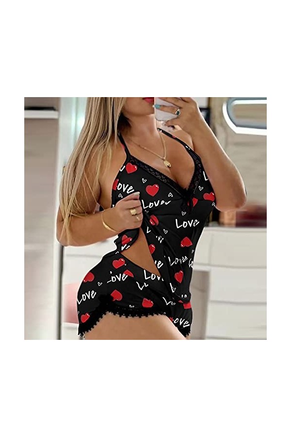 AA AS-New 2023 Lingerie sexy en dentelle pour femme Noir, Noir , M