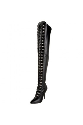 Pleaser Seduce-3024, Bottes hautes classiques non doublées femme - Noir - Schwarz Blk Str Pu , 36 EU