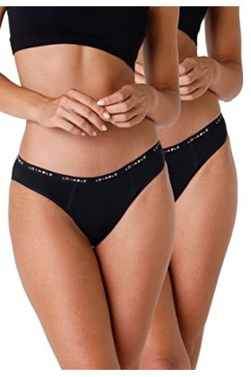 LOVABLE Périod Panties Slip de Cycle menstruel Flux Moyen, Noir, L Lot de 2 Femme
