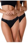 LOVABLE Périod Panties Slip de Cycle menstruel Flux Moyen, Noir, L Lot de 2 Femme