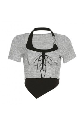 mingxinshangdian European and American Style 2023 Spring and Summer New Womens Solid Color Halter Vest Fashionable Square Ne