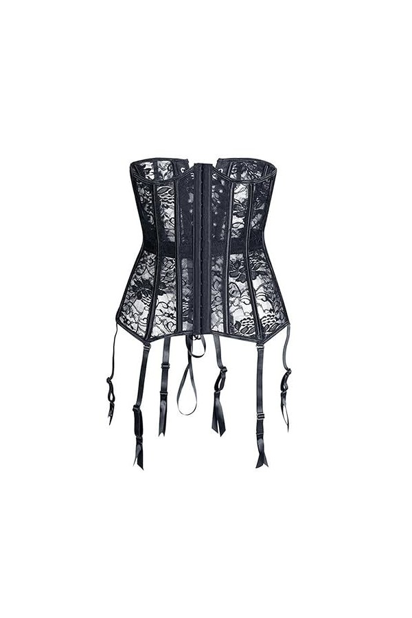 Corset dentraînement à la taille, lingerie sexy en dentelle brodée, lingerie sexy sous le buste, grande taille, noir, M