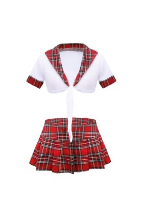 AYAZER Costumes sexy pom-pom girl cosplay femme lingerie officier policier costume haut court à manches courtes avec mini jup