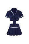 AYAZER Costumes sexy pom-pom girl cosplay femme lingerie officier policier costume haut court à manches courtes avec mini jup