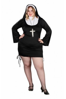 ORION COSTUMES Womens Plus Size Sexy Nun Black Religious Halloween Fancy Dress Costume