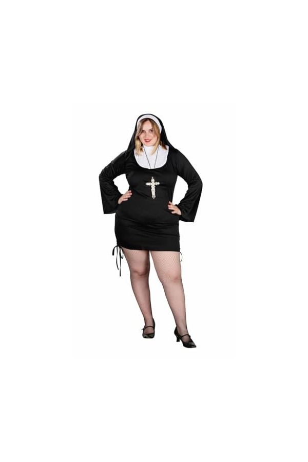 ORION COSTUMES Womens Plus Size Sexy Nun Black Religious Halloween Fancy Dress Costume