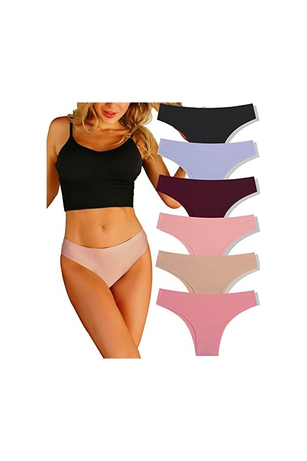 FINETOO 6er Culotte Brésilienne Femme Culotte sans Couture Shorties String Culotte Hipster Ensemble sous-vêtement Sexy Linger