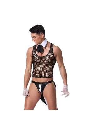PSKSER Hommes Lingerie Pour Serveur Serviteur Gay Mode Cross-Dressing Porno Sissy Vêtements Ensemble Halloween Adulte Discoth