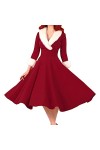 JIYAYUIX Robe de Noël à manches longues et col de cheveux sexy pour femme, Rouge, XL