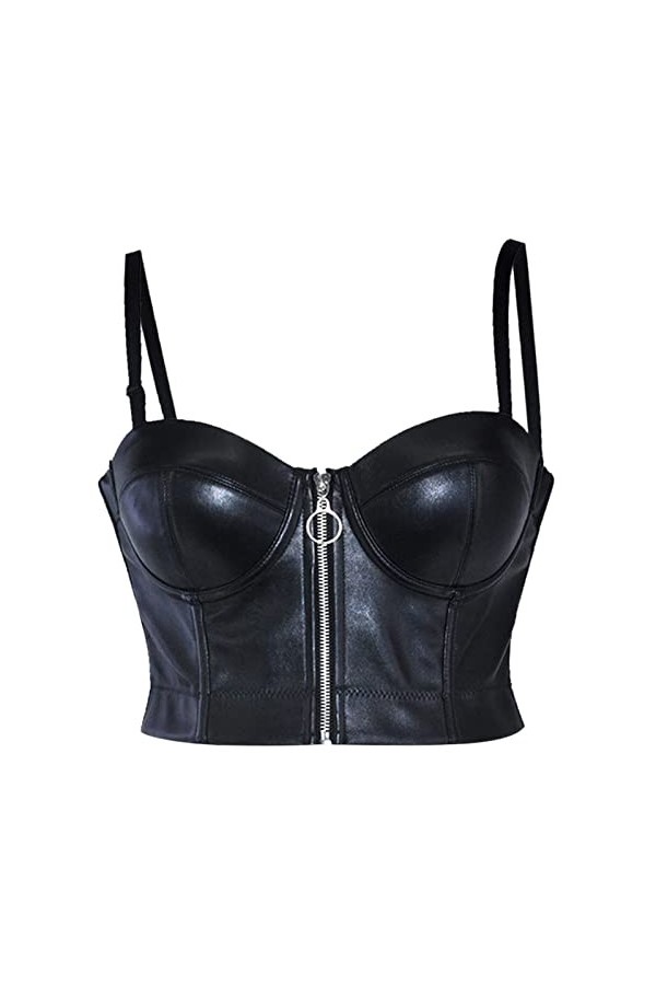 Soutiens-Gorge en Cuir PU Noir pour Femmes Soutien-Gorge Push Up Sexy Grande Taille Lingerie Gothique sous-vêtements Bralette