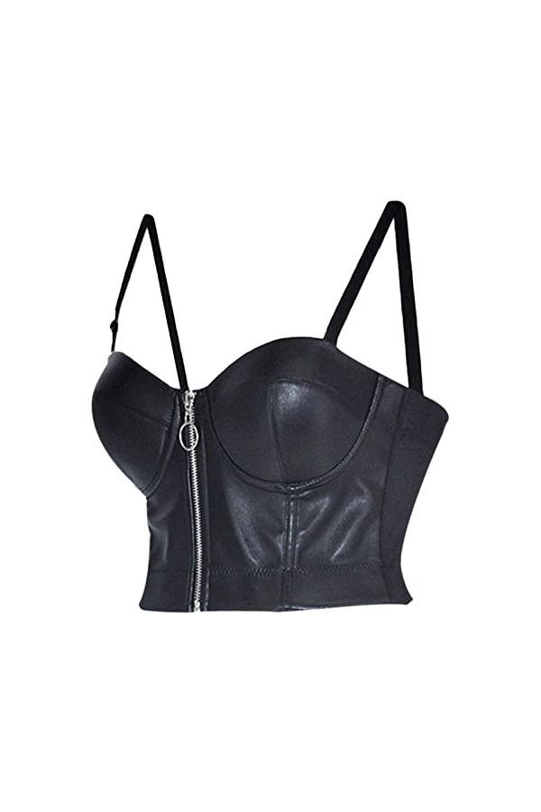 Soutiens-Gorge en Cuir PU Noir pour Femmes Soutien-Gorge Push Up Sexy Grande Taille Lingerie Gothique sous-vêtements Bralette