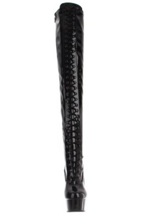Pleaser Delight-3023, Bottes à Tige Courte Femme, Noir Blk STR Pat/Blk , 39 EU