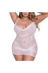 CABULE Plus Size Sexy Lingerie Pyjamas Femmes Pyjamas Dos Nu sans Manches Sexy Chemise De Nuit Sheer Dentelle Pyjama String E