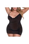 CABULE Plus Size Sexy Lingerie Pyjamas Femmes Pyjamas Dos Nu sans Manches Sexy Chemise De Nuit Sheer Dentelle Pyjama String E