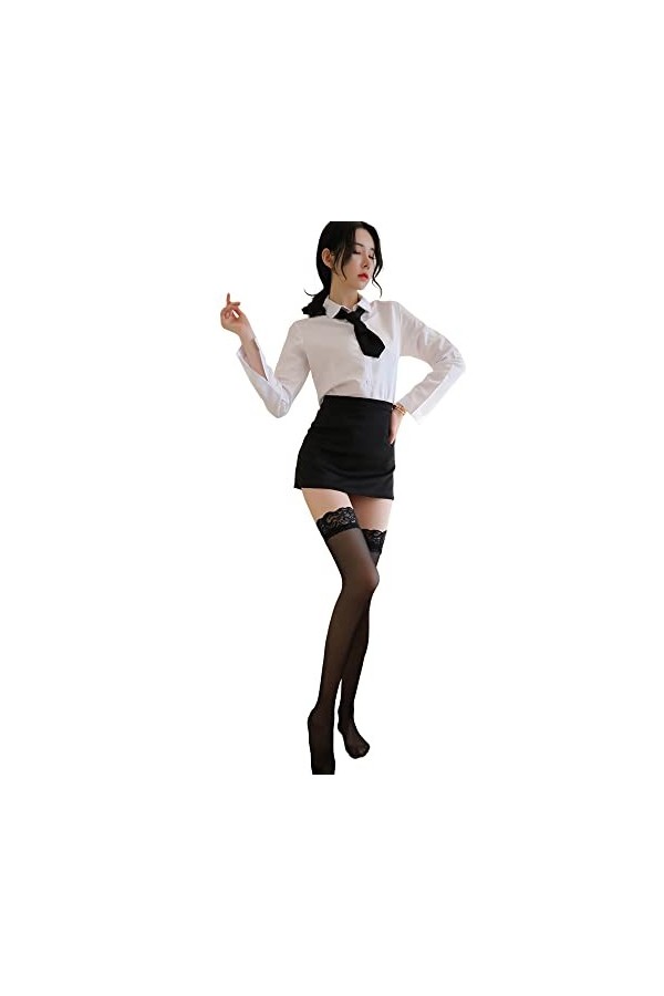 QNCLO Femmes Cosplay Secrétaire OL Uniforme Sexy Sous-vêtements Sexy Lingerie Tentation Discothèque Vêtements de performance 