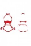 Harnais complet pour femme en cuir rouge taille porte-jarretelles Punk Photographie Danse Rock Halloween Sangle de poitrine C