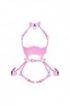 Femmes Plein corps harnais rose menottes en cuir taille porte-jarretelles Punk Photographie Danse Rock Halloween poitrine rav