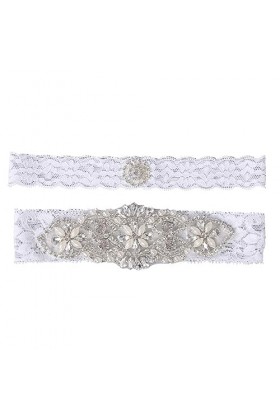 SOIMISS Jarretières De Mariage Blanches 2 Pièces Ensemble De Strass pour Mariée Demoiselle dhonneur