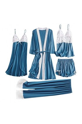 Feiboyy Robe de nuit pour femme - Col en V - Grandes tailles - Culotte complète - Bretelles réglables - Robe de nuit - T-shir