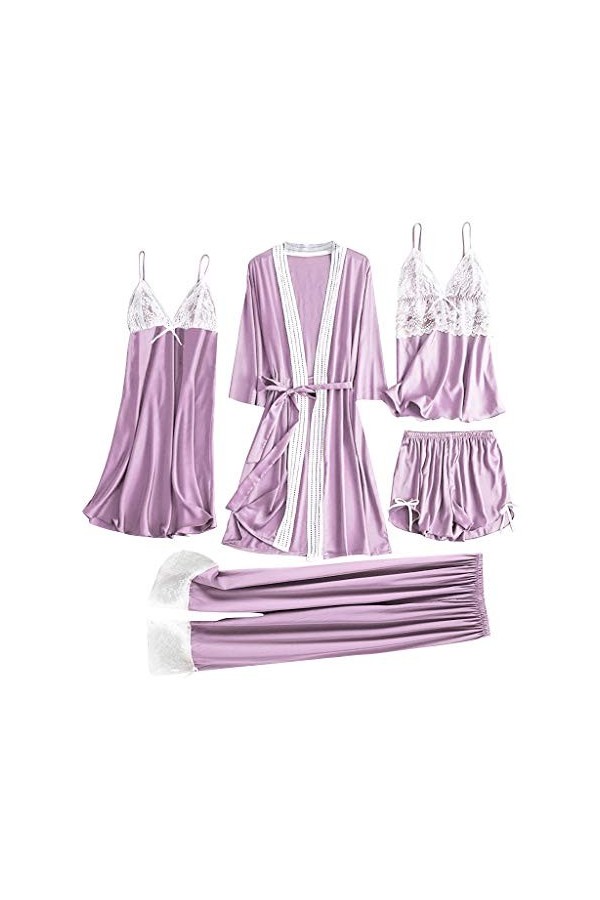 Feiboyy Robe de nuit pour femme - Col en V - Grandes tailles - Culotte complète - Bretelles réglables - Robe de nuit - T-shir