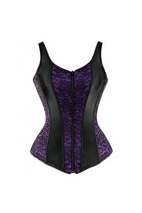 SHANHE Steampunk Strap Cup Zipper Sexy Jacquard Floral Corset Taille Cou Corset Lingerie Top Plus Size-2928black,S