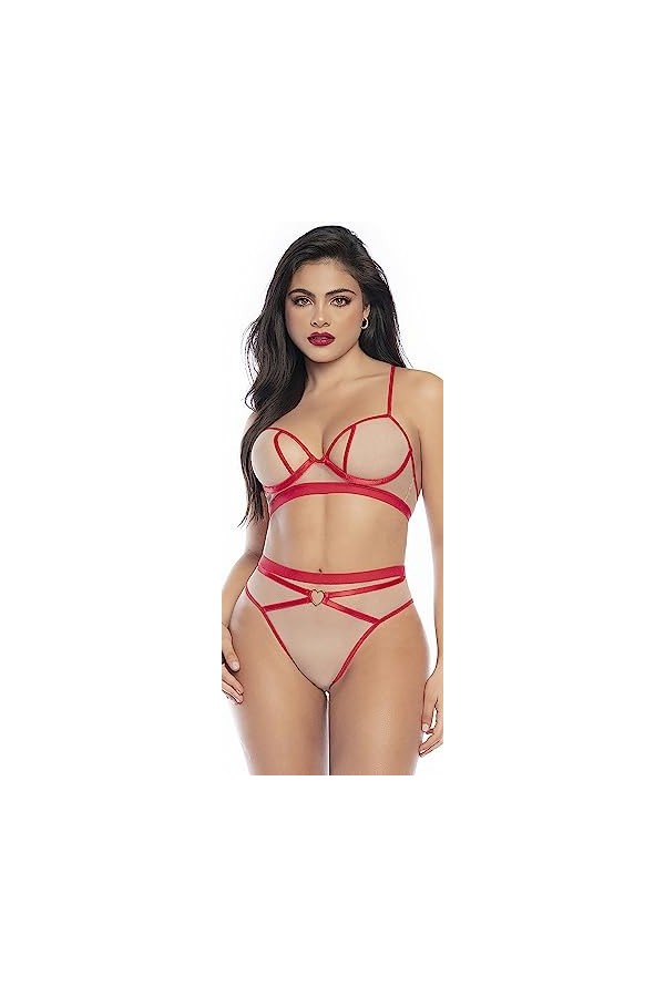 Mapalé by Espiral 8820 Set de 2 pièces Ensemble de Lingerie, Couleur Chair/Rouge, S-M Femme