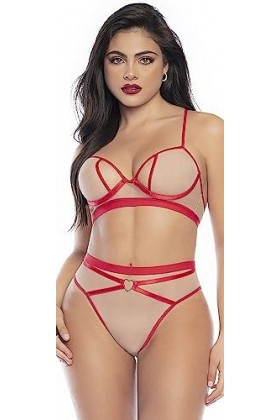 Mapalé by Espiral Ensemble deux pièces 8820 pour femme, Nude/Rouge, Large-X-Large