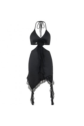 SHANHE Femmes Mini Robe Sexy Club Streetwear vêtements dété sans Manches Cravate Licou Dos Nu Robe irrégulière soirée