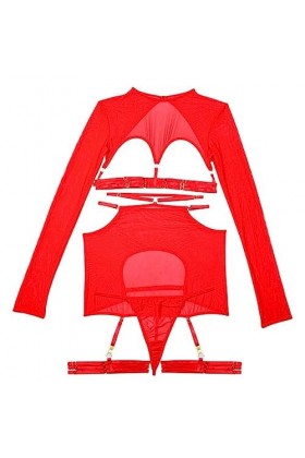 Ensemble de Lingerie Sexy Transparente pour Femmes Tenue Poitrine Ouverte Dos Nu Crop Top avec Jupe Taille Haute Taille Basse