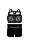 CABULE Noir HommesImitation Cuir Maille Lingerie Costume Bretelles Ceinture Bretelles Harnais Ceinture Corps Sangle Harnais L