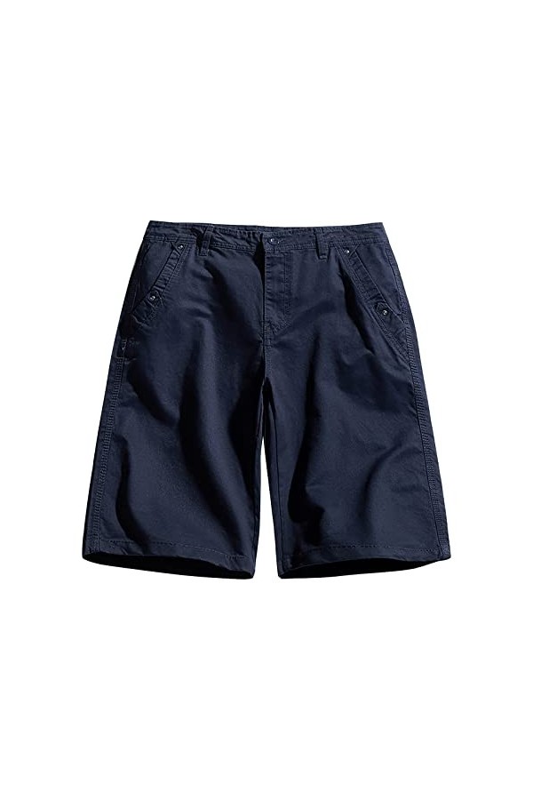 Short dété cargo en coton pour homme - Style vintage - Style décontracté - Avec intérieur, Noir , XXXXL