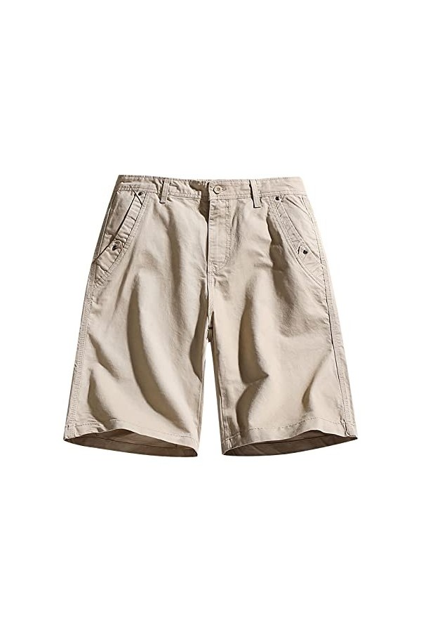 Short dété cargo en coton pour homme - Style vintage - Style décontracté - Avec intérieur, Noir , XXXXL