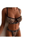 CABULE Ensemble de lingerie sexy pour femme avec soutien-gorge à suspendre en dentelle noire et string - C-Noir, XL
