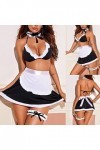 Sexy Lingerie Set Uniform Temptation Sexy Hanging Neck Maid Maid Set Six Sets Femme Sexy Lingerie erothique M,Noir 