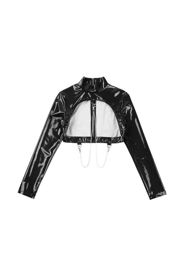 Lingerie Sexy Lingerie À Manches Longues Évider Tops Chaînes en Métal,Rose,M