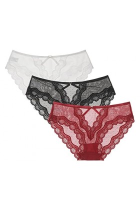 Levao Culotte Femme,Confortable sous-vêtements Sexy en Dentelle Stretch Slip Lot de 3/5