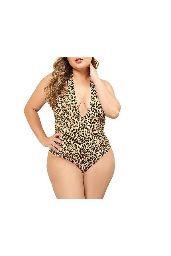 La grilleSexy Loungewear Ensemble Deux pièces d’Ensemble Pyjama Lingerie érotique, imprimé léopard, XL