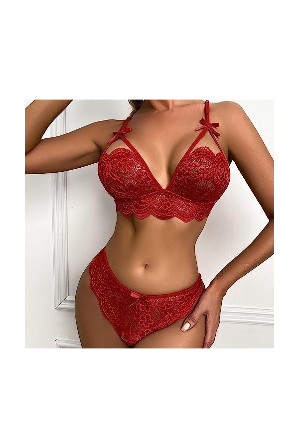 WEITING Lingerie Sexy Transparent pour Femmes Ensemble de lingerie Sexy Ensemble de lingerie Soutien-gorge et Culotte en Dent